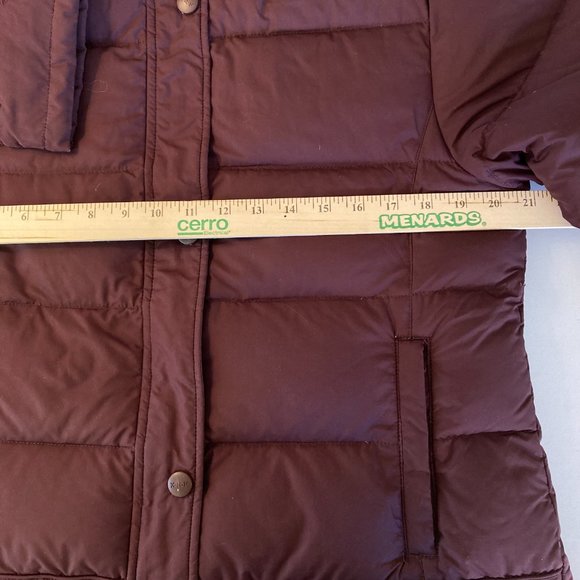 Down Puffer Jacket  Maroon Burgundy Embroidered Coat with Fur Trim - Picture 12 of 15